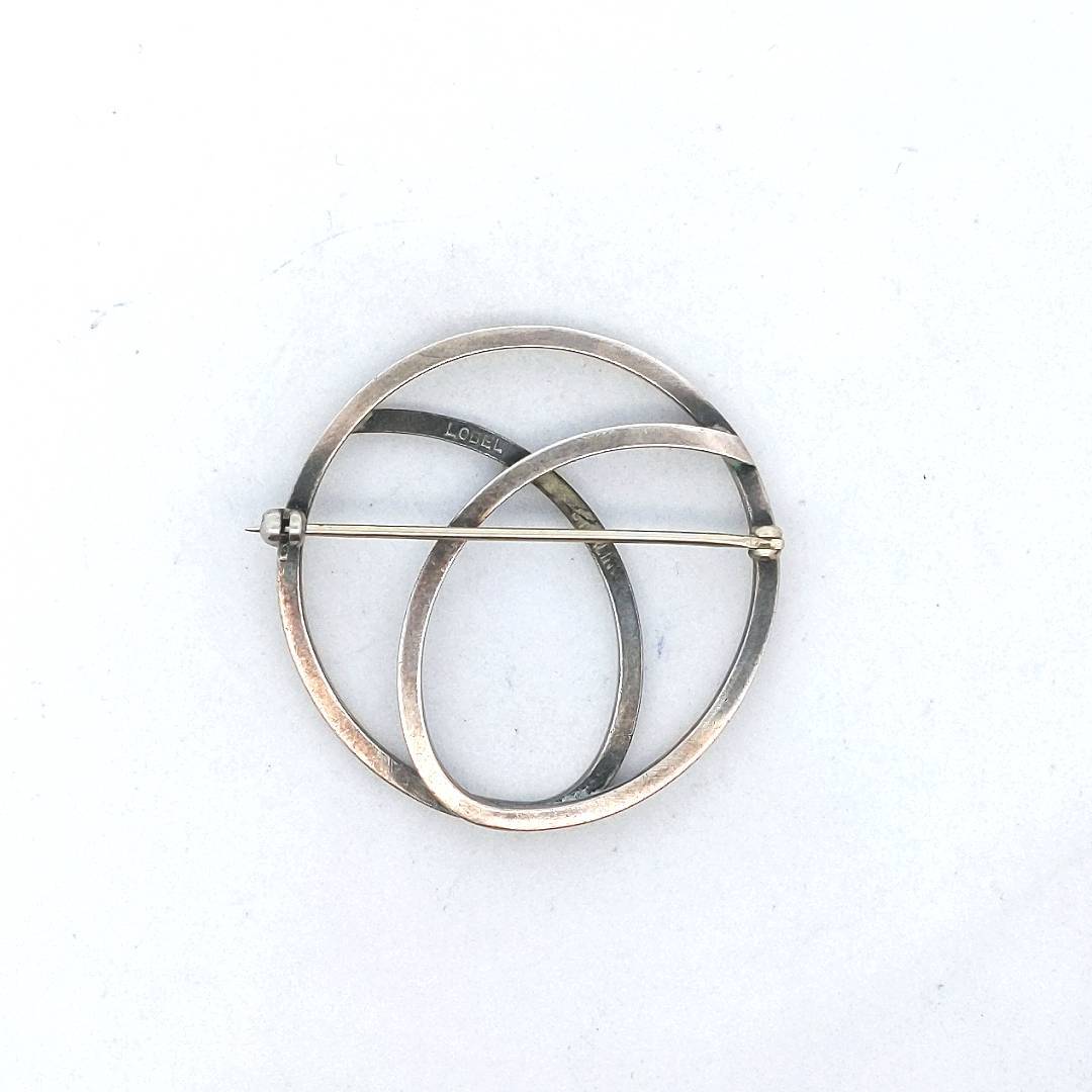 Vintage Paul Lobel Sterling Silver 1950s Mid-Century Circle Brooch & Earrings