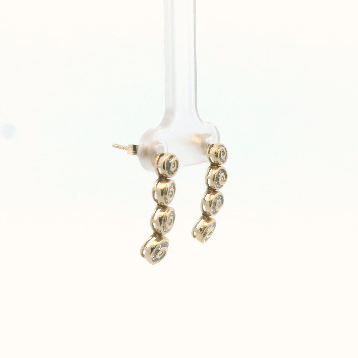 14K Yellow Gold Diamond Swirl Drop Earrings