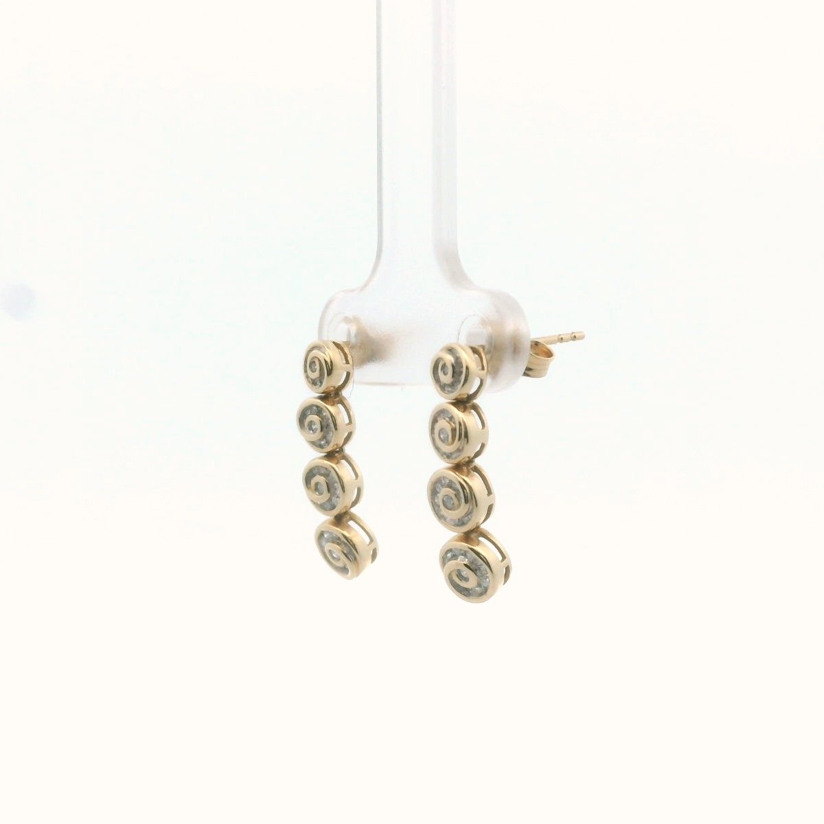 14K Yellow Gold Diamond Swirl Drop Earrings
