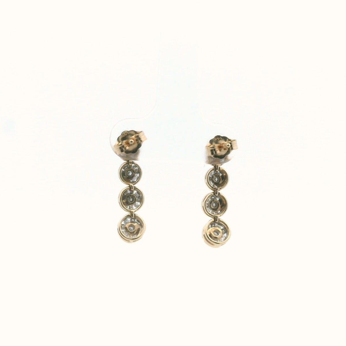 14K Yellow Gold Diamond Swirl Drop Earrings