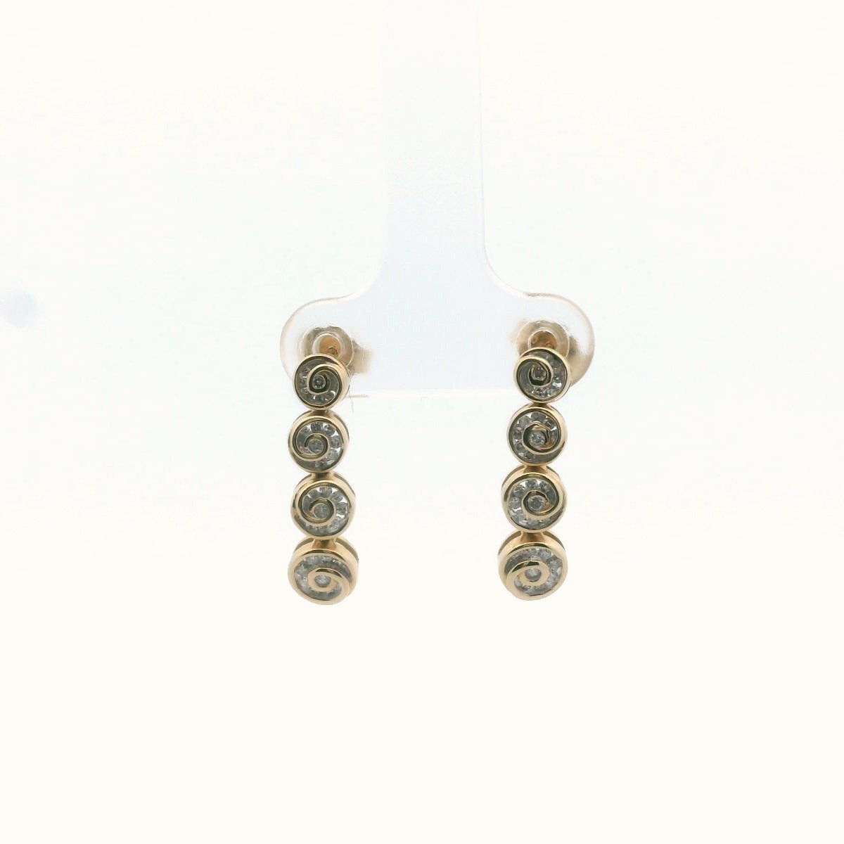 14K Yellow Gold Diamond Swirl Drop Earrings