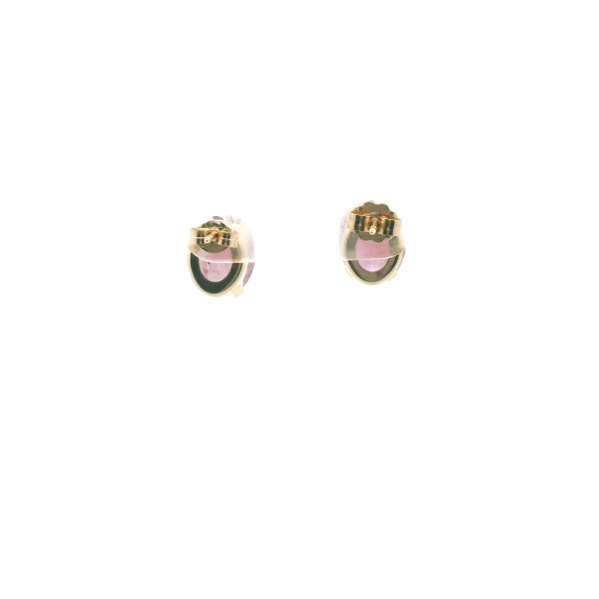14K Yellow Gold Pink Sapphire Stud Earrings