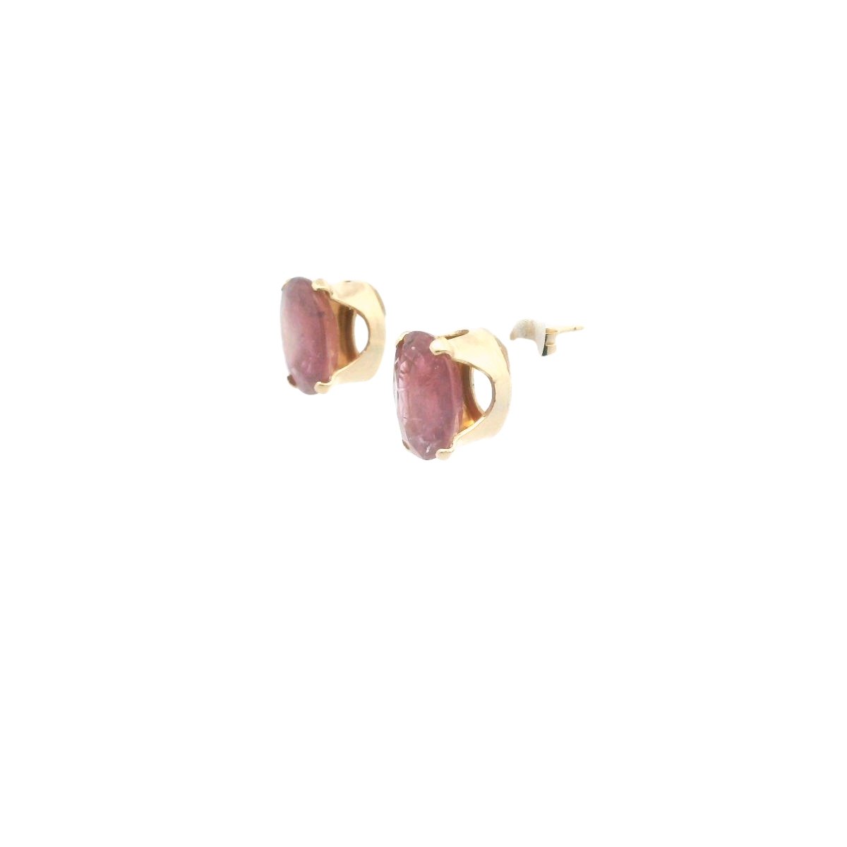 14K Yellow Gold Pink Sapphire Stud Earrings
