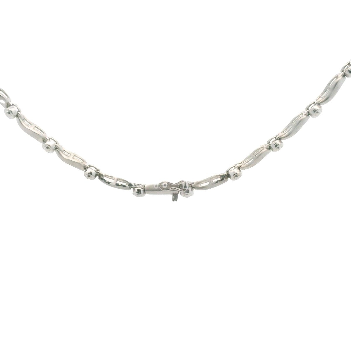 18K & 14K White Gold Frosted Satin Finish Diamond Necklace