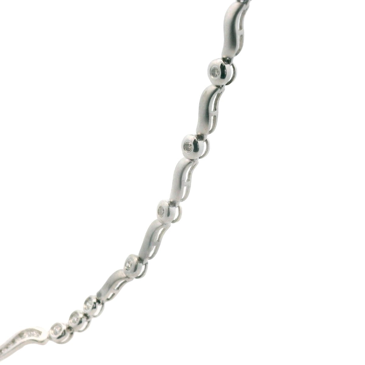 18K & 14K White Gold Frosted Satin Finish Diamond Necklace
