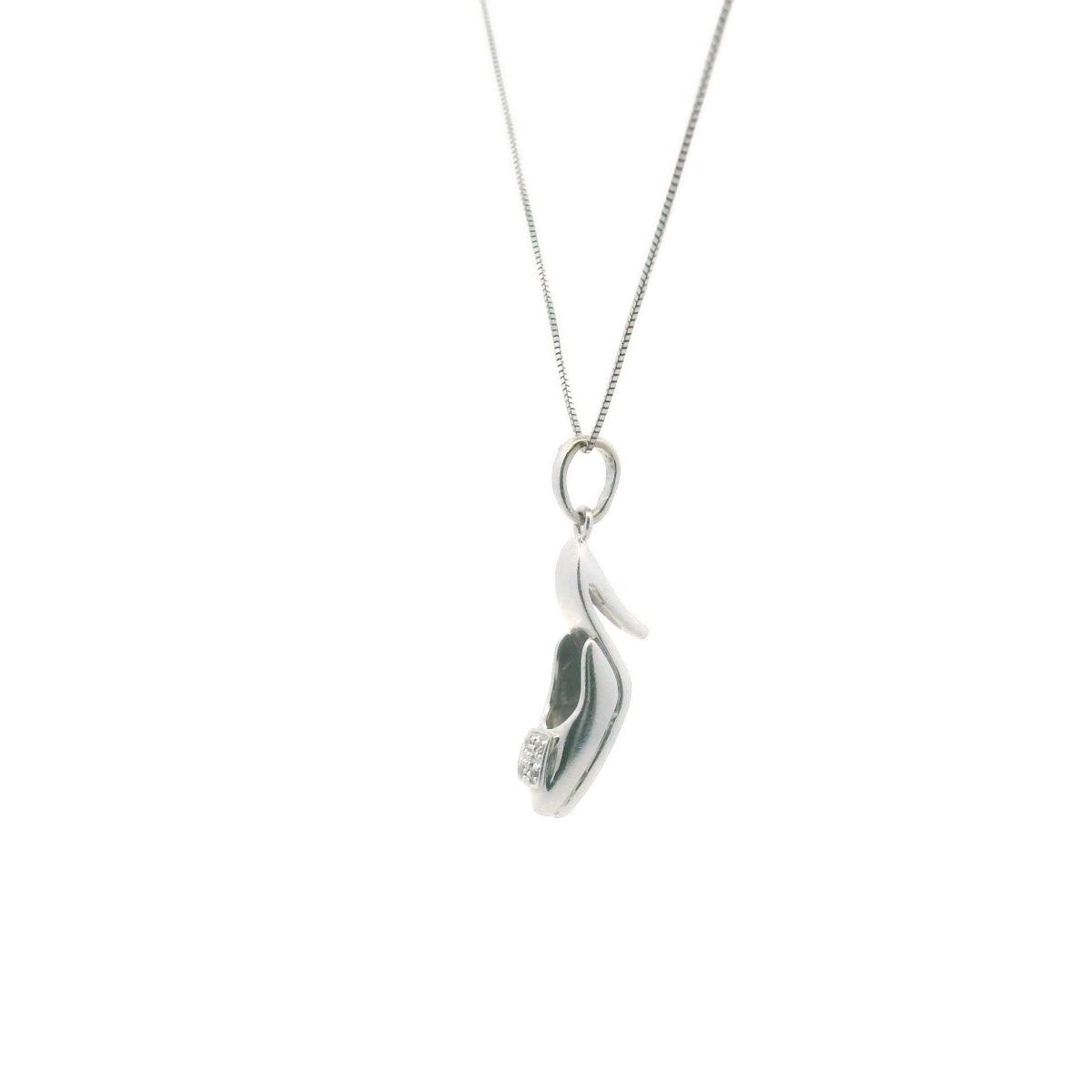 14K White Gold Diamond High Heel Shoe Necklace