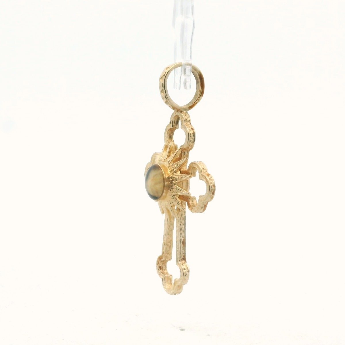 Vintage 14K Yellow Gold Nativity Stone Relic Cross Pendant