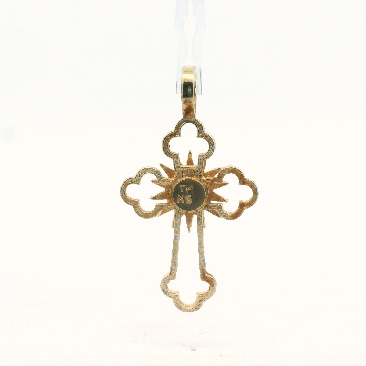 Vintage 14K Yellow Gold Nativity Stone Relic Cross Pendant