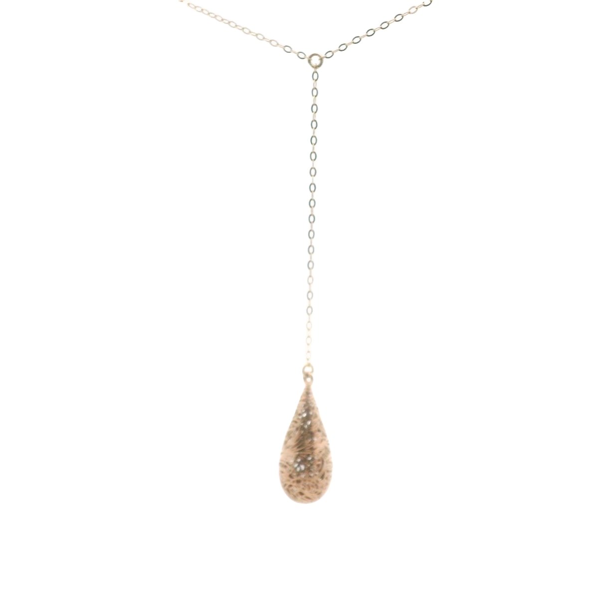 14K Rose Gold Filigree Scrollwork Drop Necklace