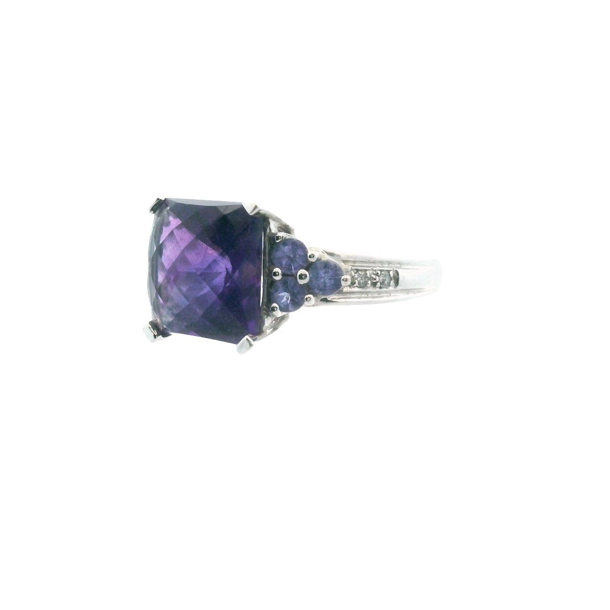 EFFY 14K White Gold Diamond Tanzanite & Amethyst Ring