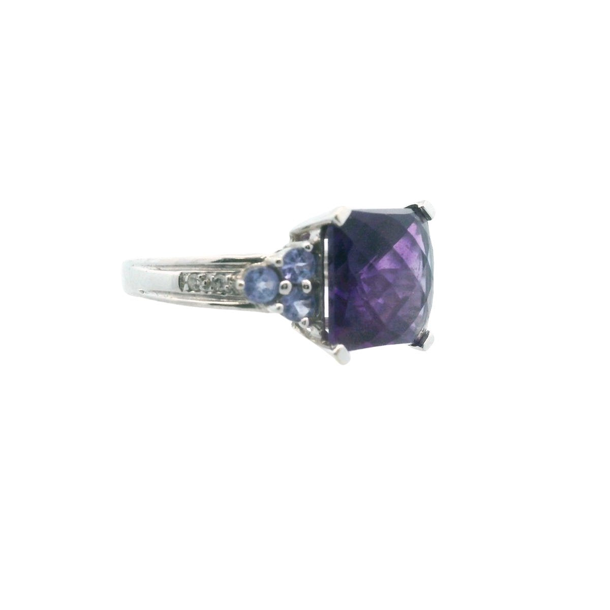 EFFY 14K White Gold Diamond Tanzanite & Amethyst Ring