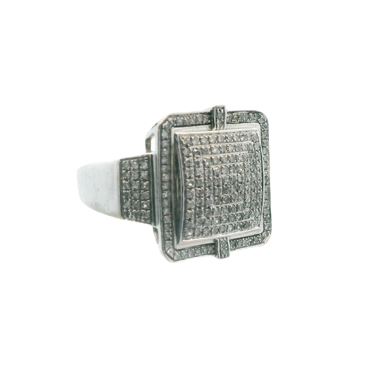 14K White Gold Pave Set Diamond Ring