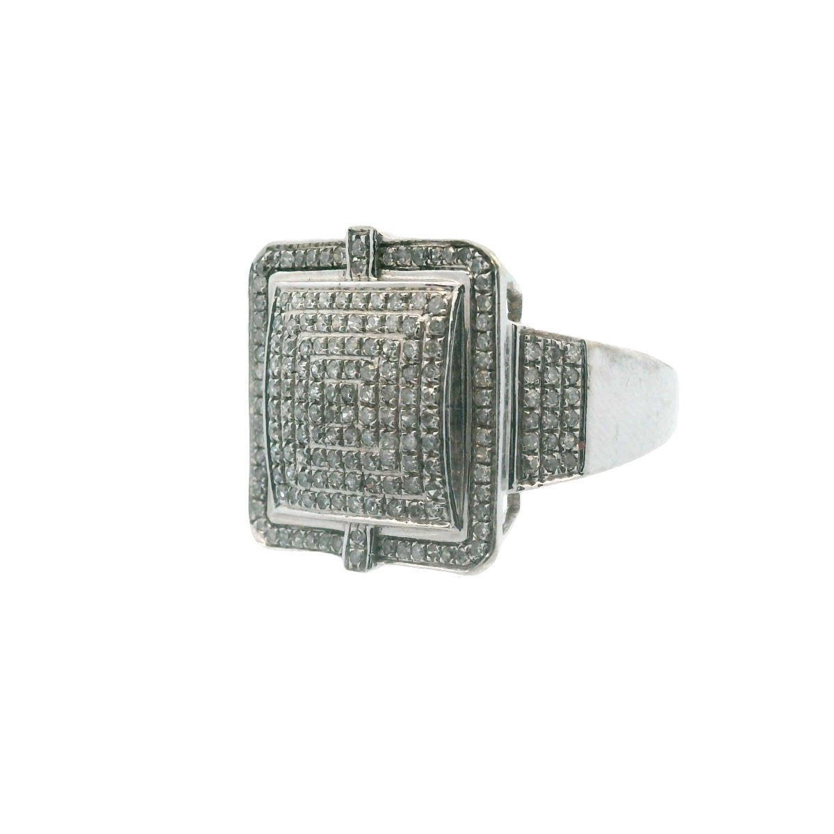 14K White Gold Pave Set Diamond Ring