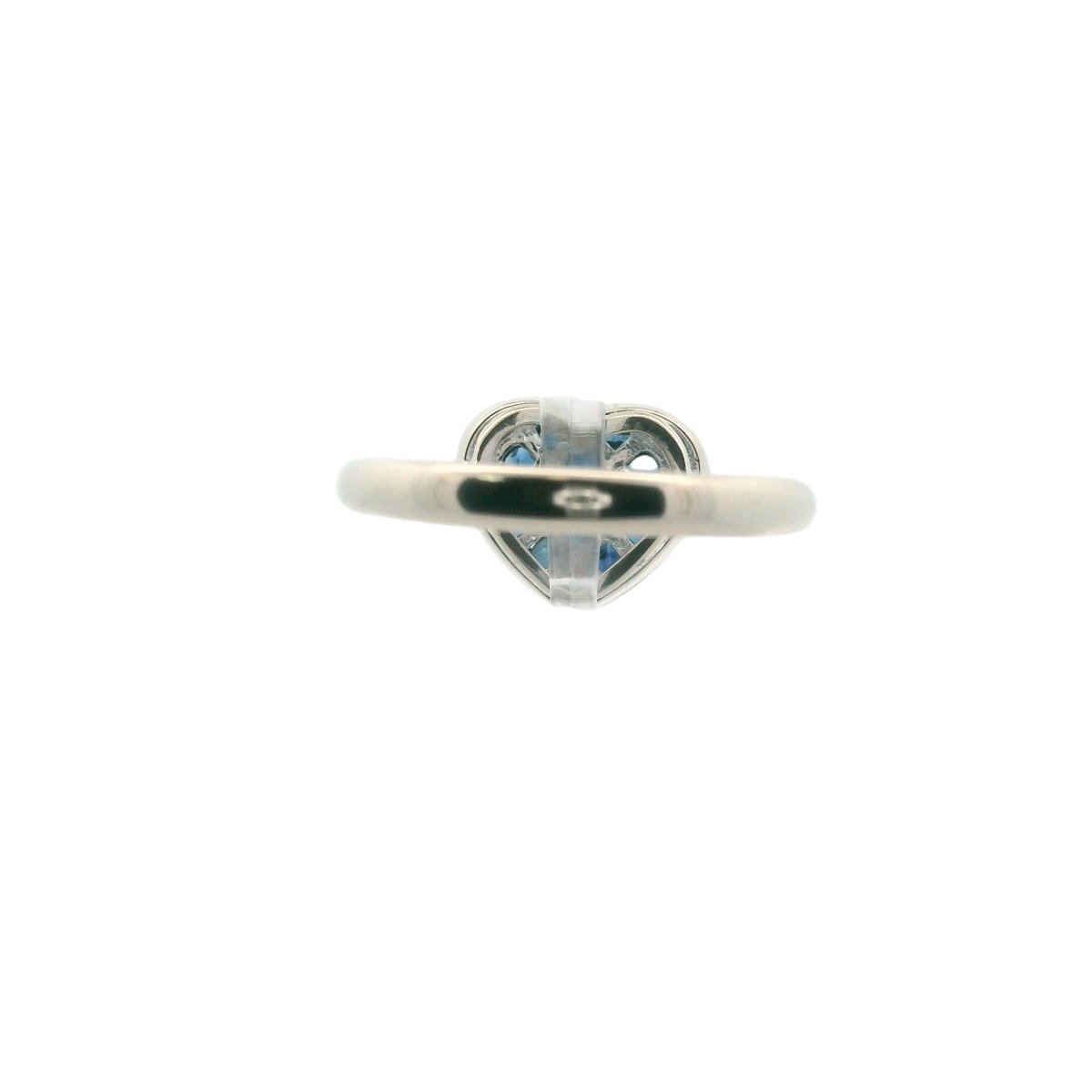 14K White Gold Invisible Set Sapphire & Diamond Heart Ring
