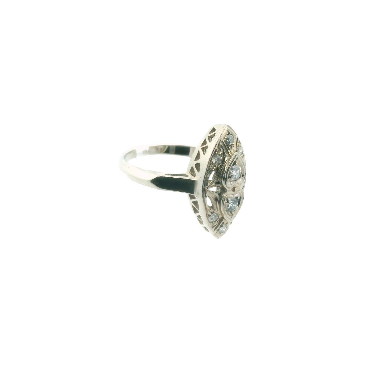 Vintage 14K White Gold Diamond Filigree Ring