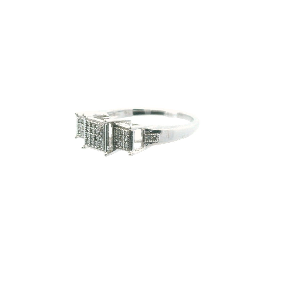 10K White Gold Pave Set Diamond Engagement Ring