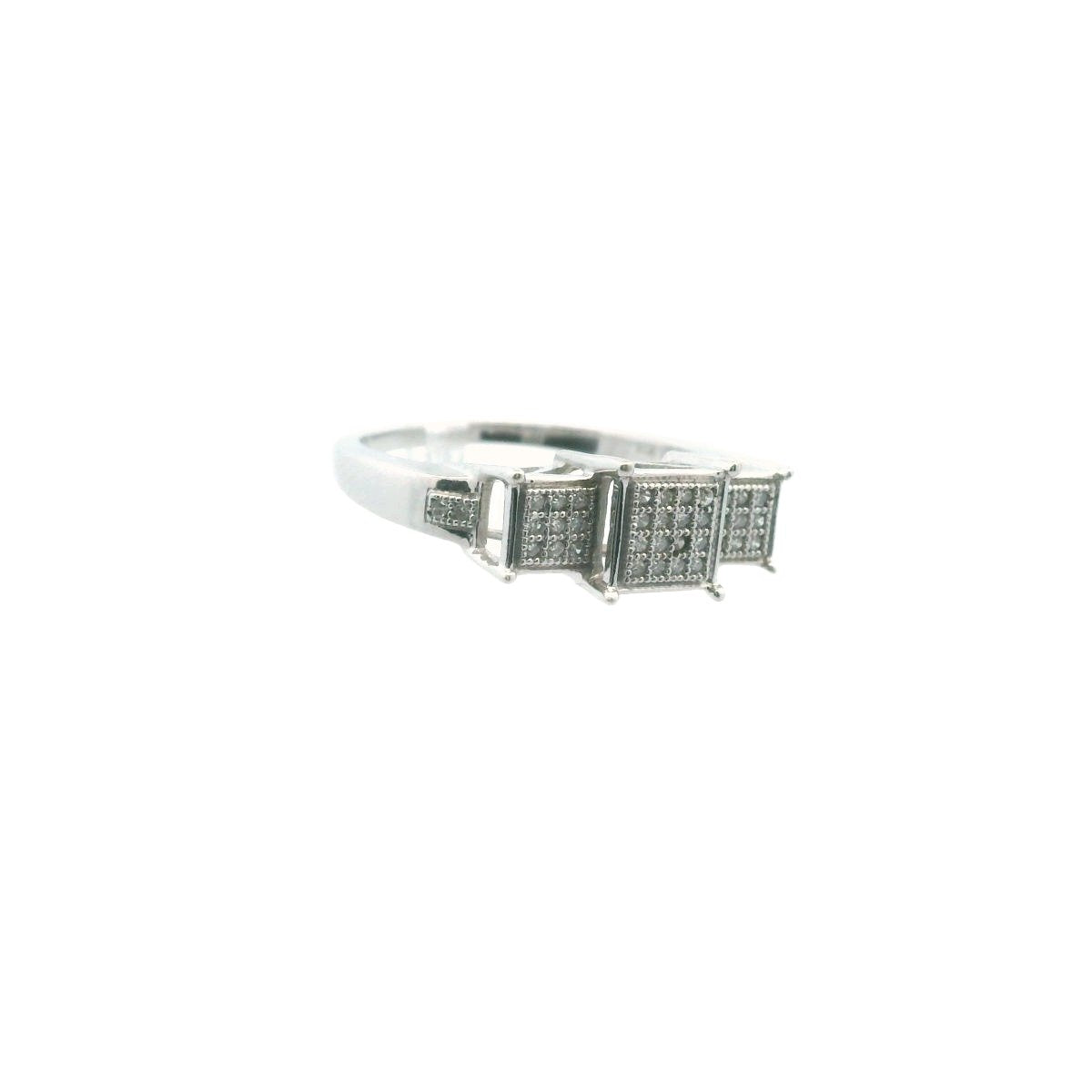 10K White Gold Pave Set Diamond Engagement Ring