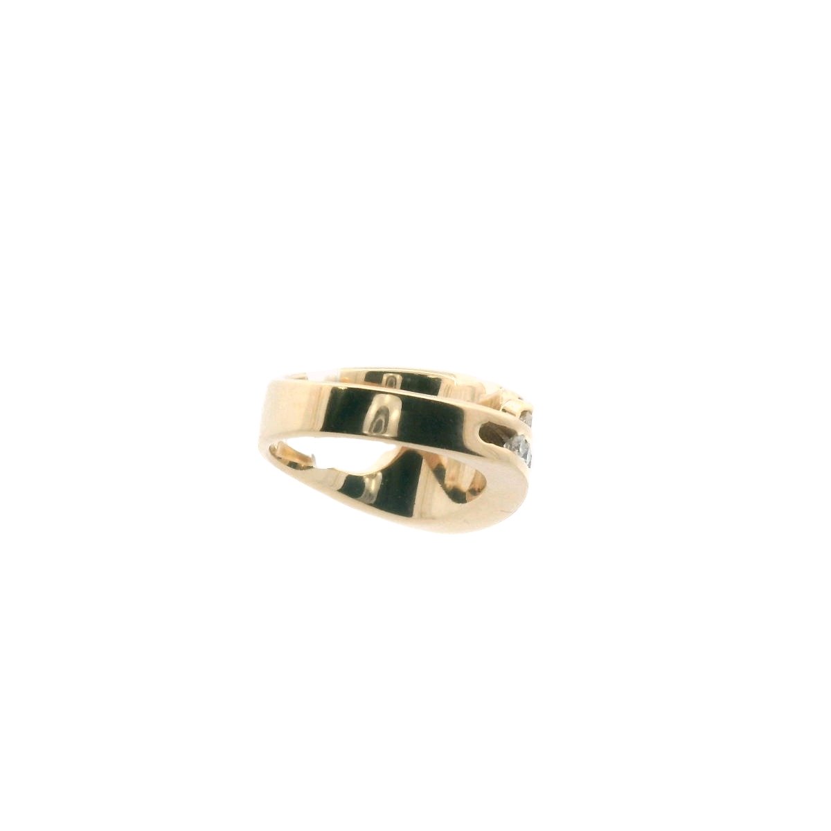 Vintage 14K Yellow Gold Channel Set Diamond Wave Ring