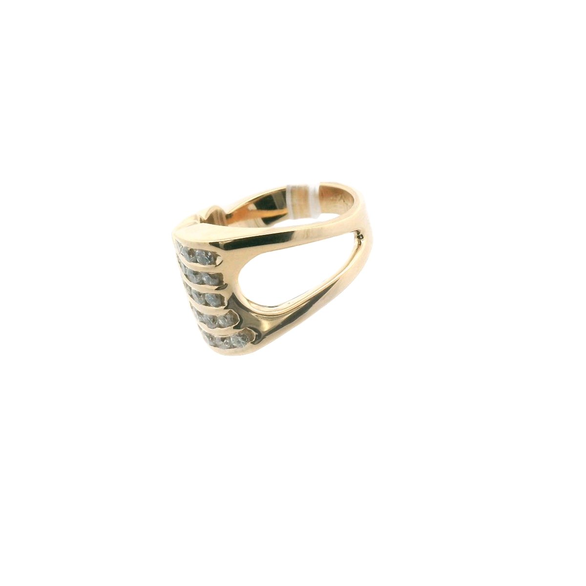 Vintage 14K Yellow Gold Channel Set Diamond Wave Ring