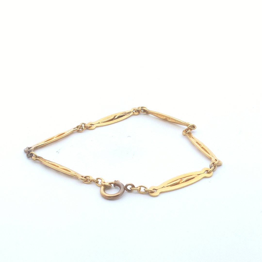 Antique $1800 20K Yellow Gold Bar Link Bracelet