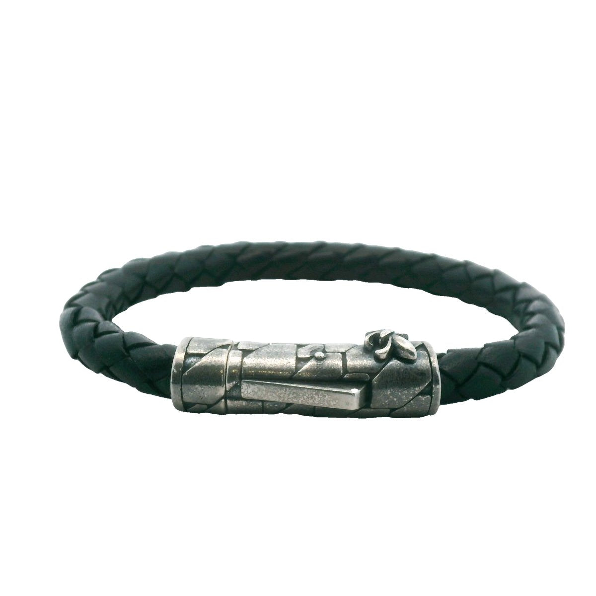 Phillip Gavriel Sterling Silver Black Leather Bracelet
