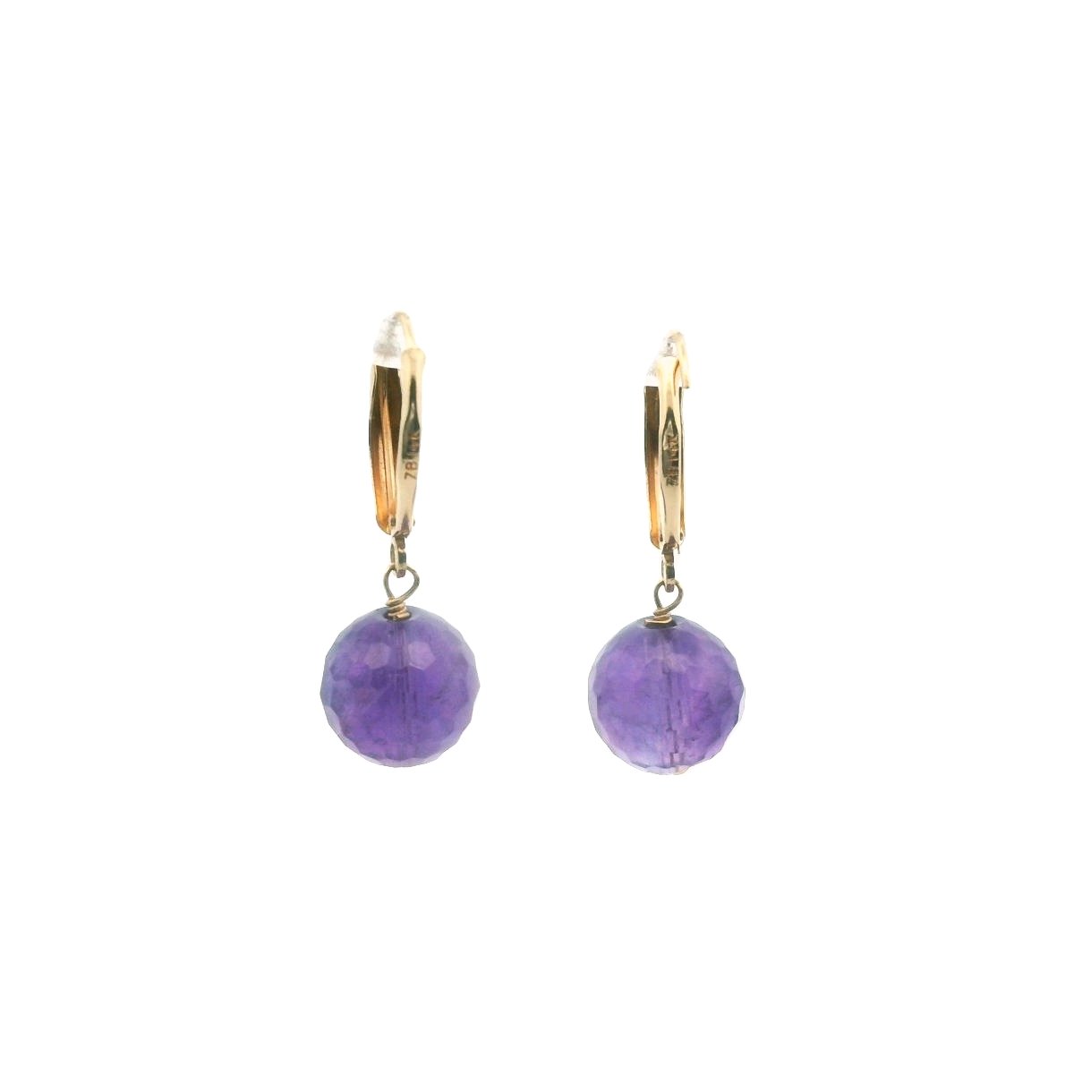 14K Yellow Gold Faceted Amethyst Bead Earrings