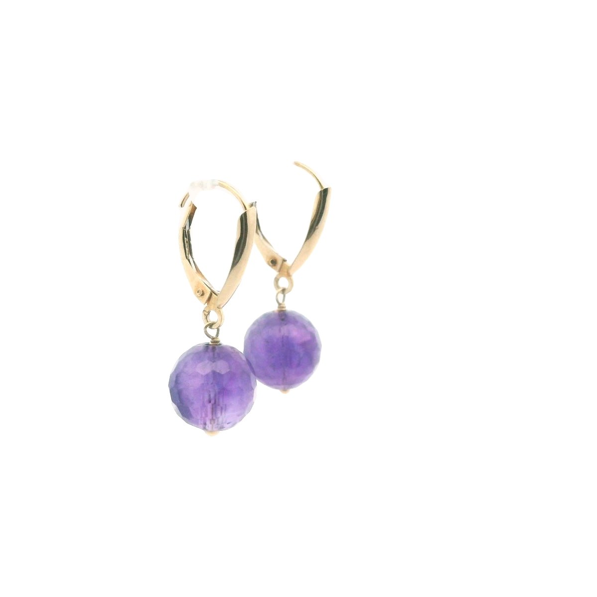 14K Yellow Gold Faceted Amethyst Bead Earrings