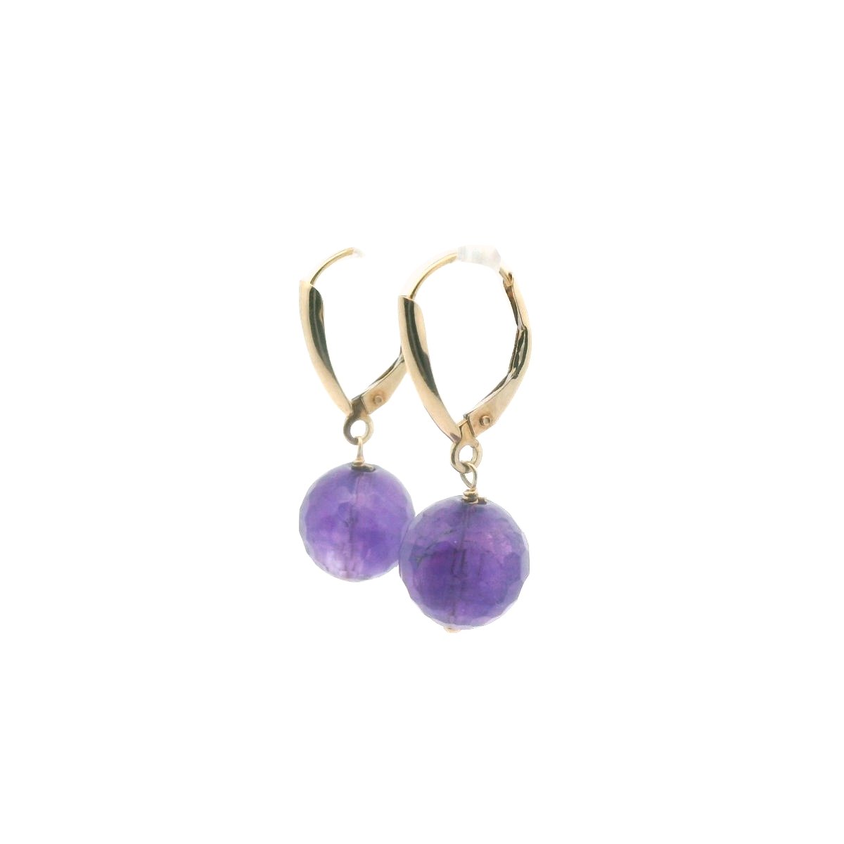 14K Yellow Gold Faceted Amethyst Bead Earrings