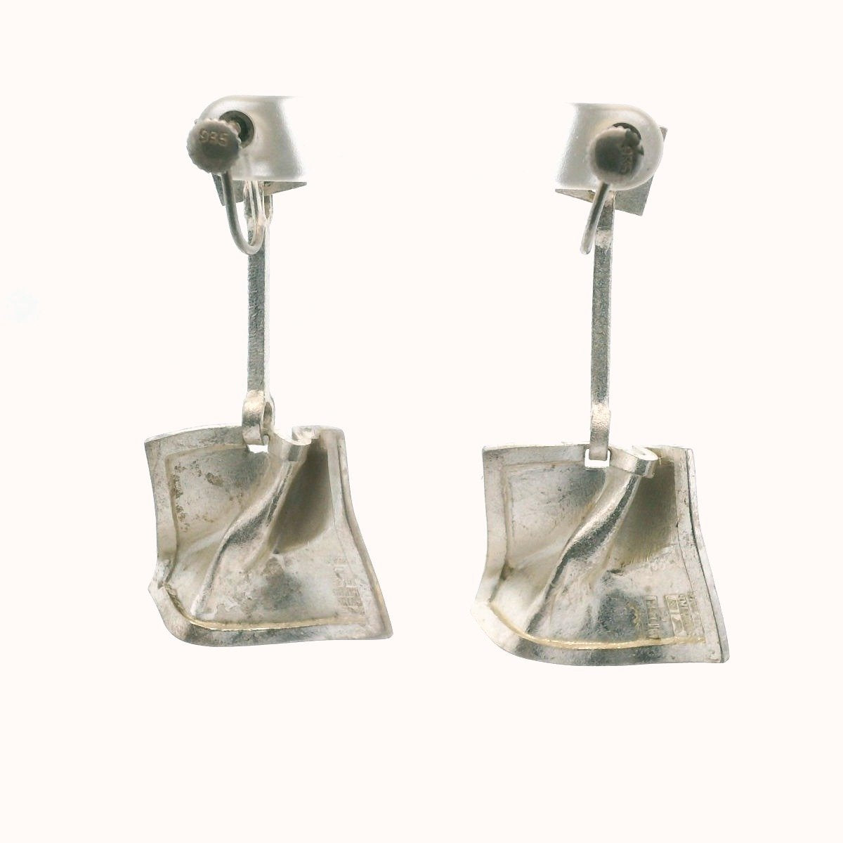 Bjorn Weckstrom Sterling Silver Finland Modernist Dangle Earrings