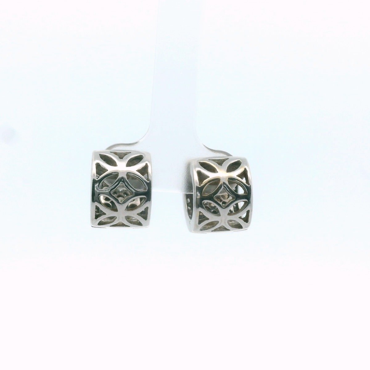 LeVian 18K White Gold Cognac & White Diamond Huggie Earrings