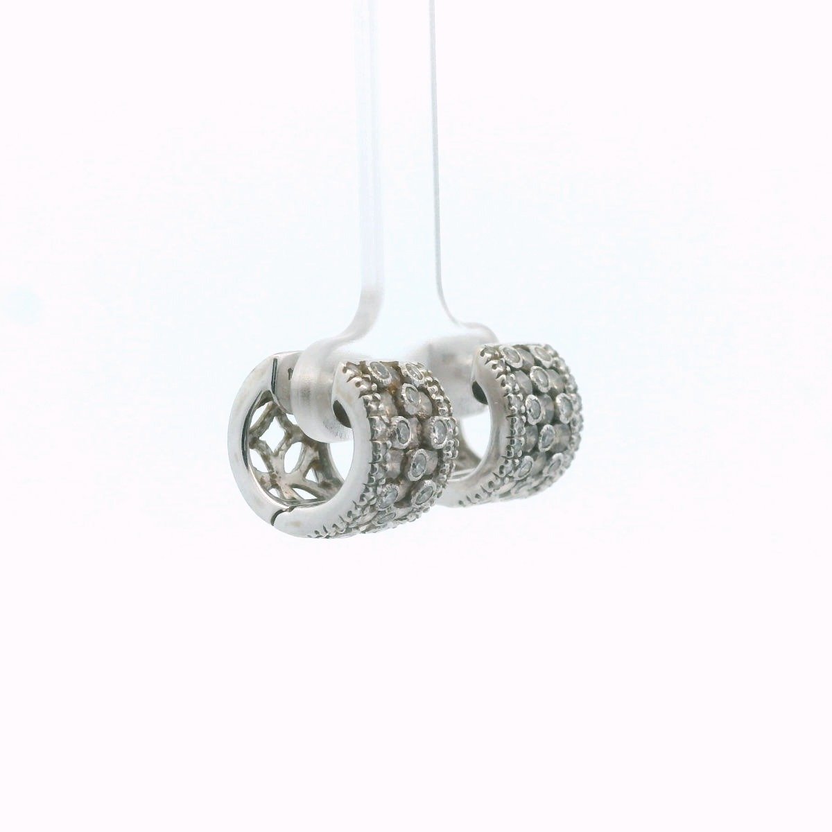 LeVian 18K White Gold Cognac & White Diamond Huggie Earrings
