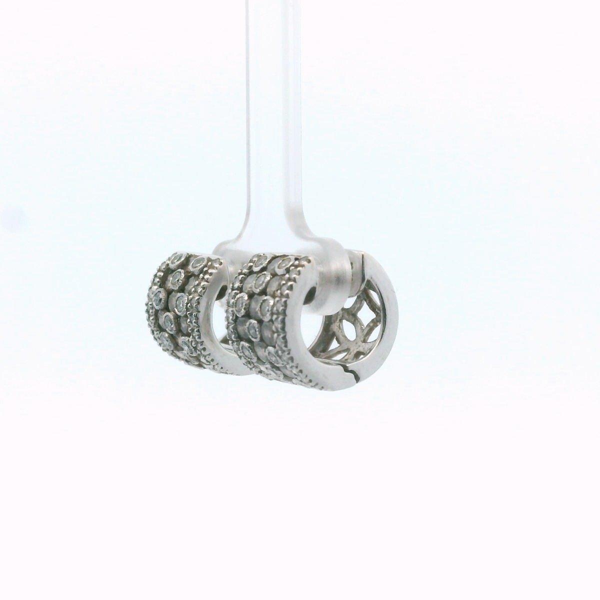 LeVian 18K White Gold Cognac & White Diamond Huggie Earrings
