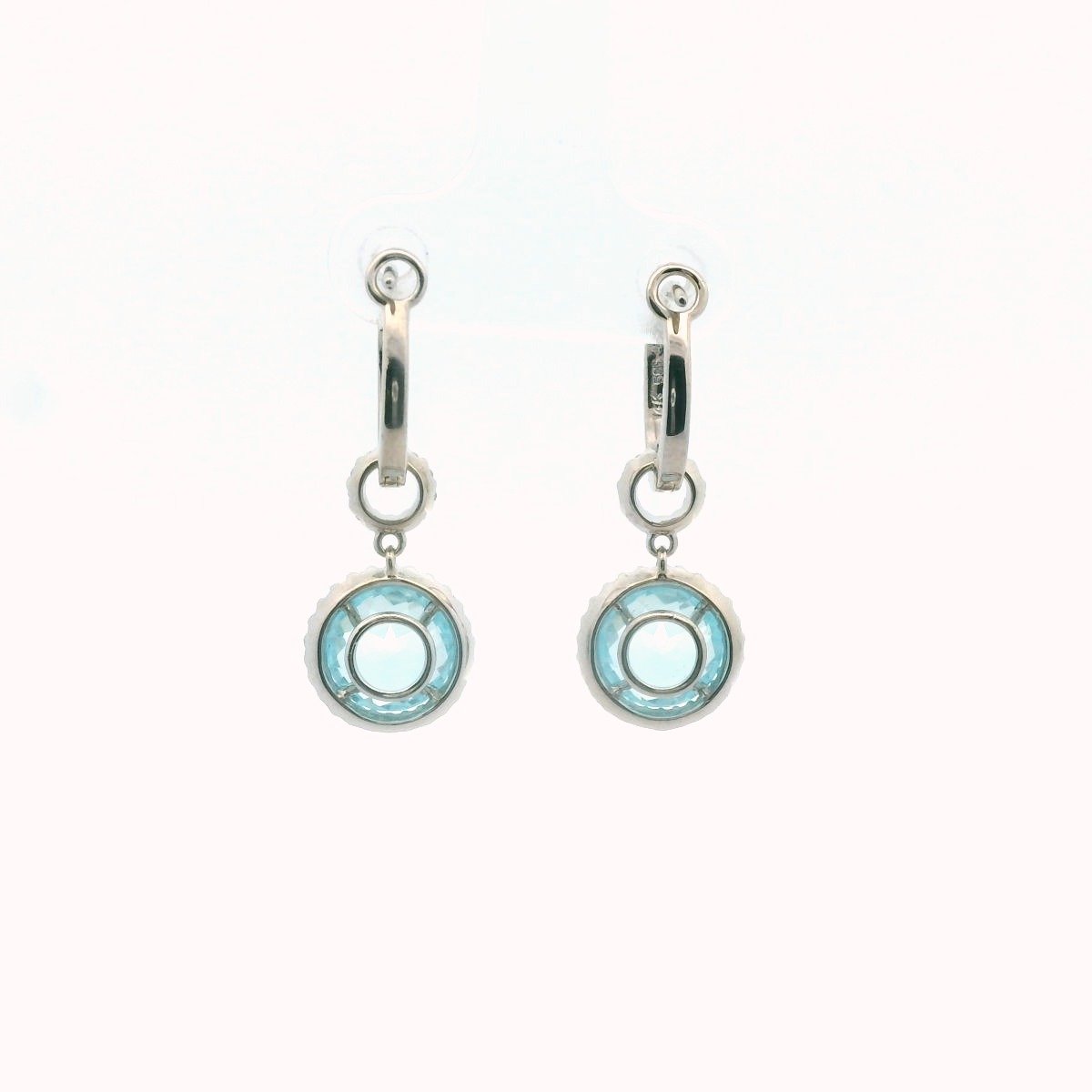 14K White Gold Diamond & Blue Topaz Drop Earrings