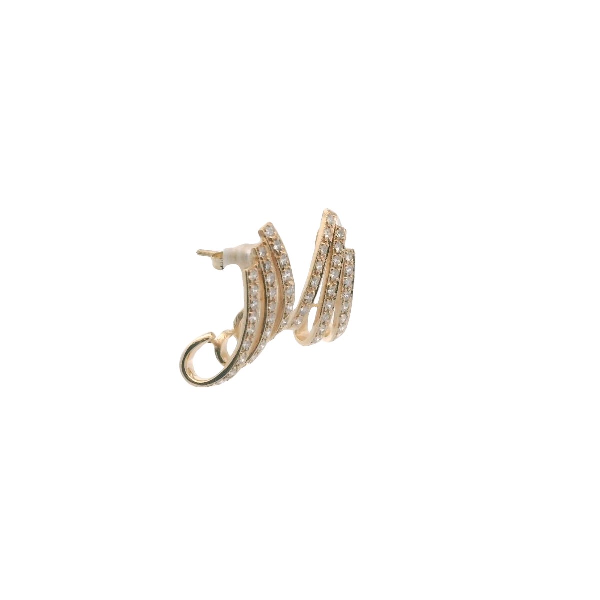 14K Yellow Gold 3-Row Diamond Earrings