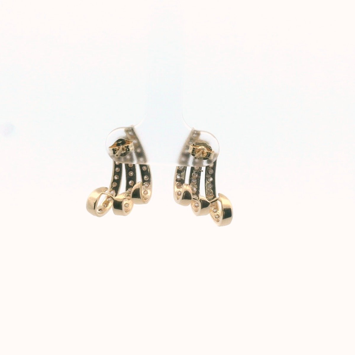 14K Yellow Gold 3-Row Diamond Earrings