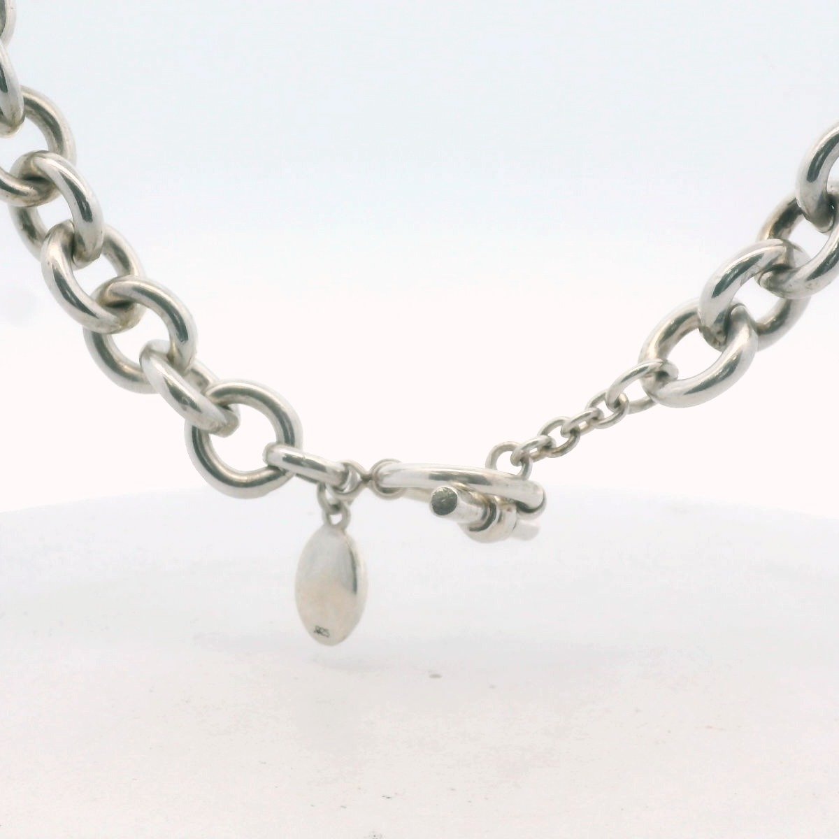 Ralph Lauren Sterling Silver Circle Link Toggle Necklace
