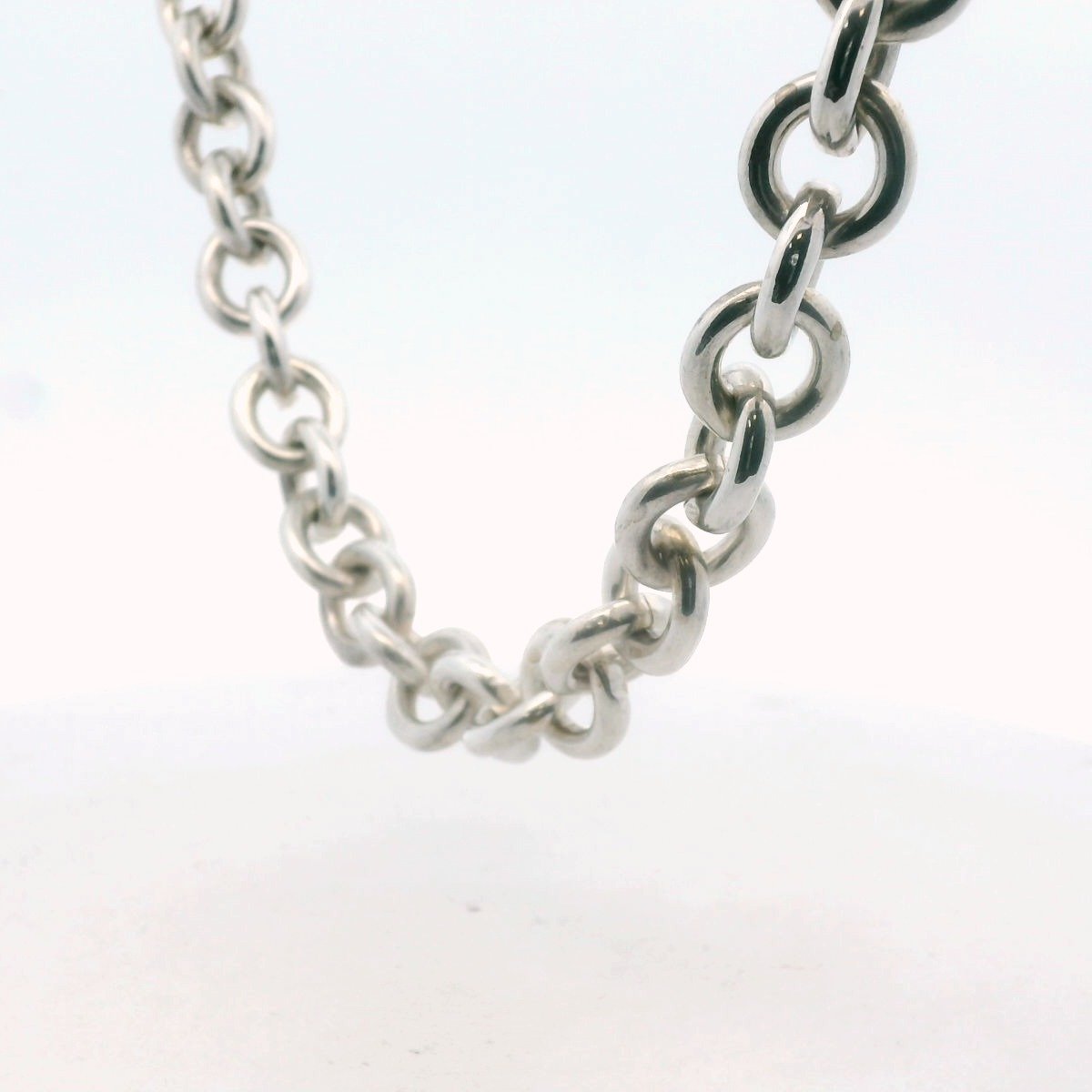 Ralph Lauren Sterling Silver Circle Link Toggle Necklace