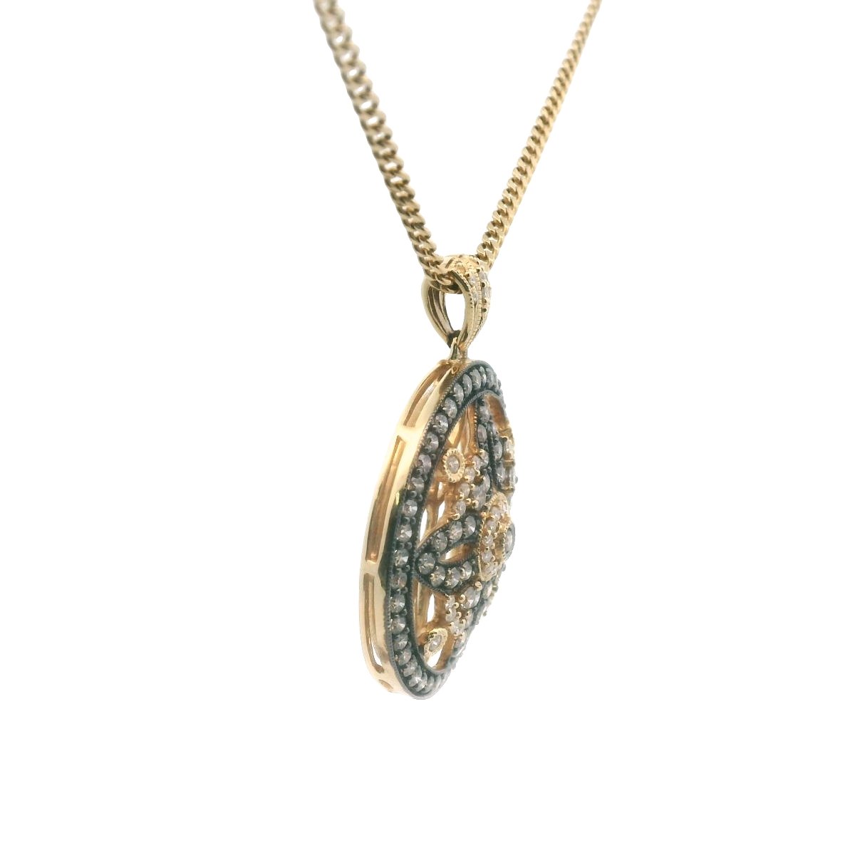 LeVian 14K Yellow Gold Chocolate & White Diamond Circle Pendant Necklace