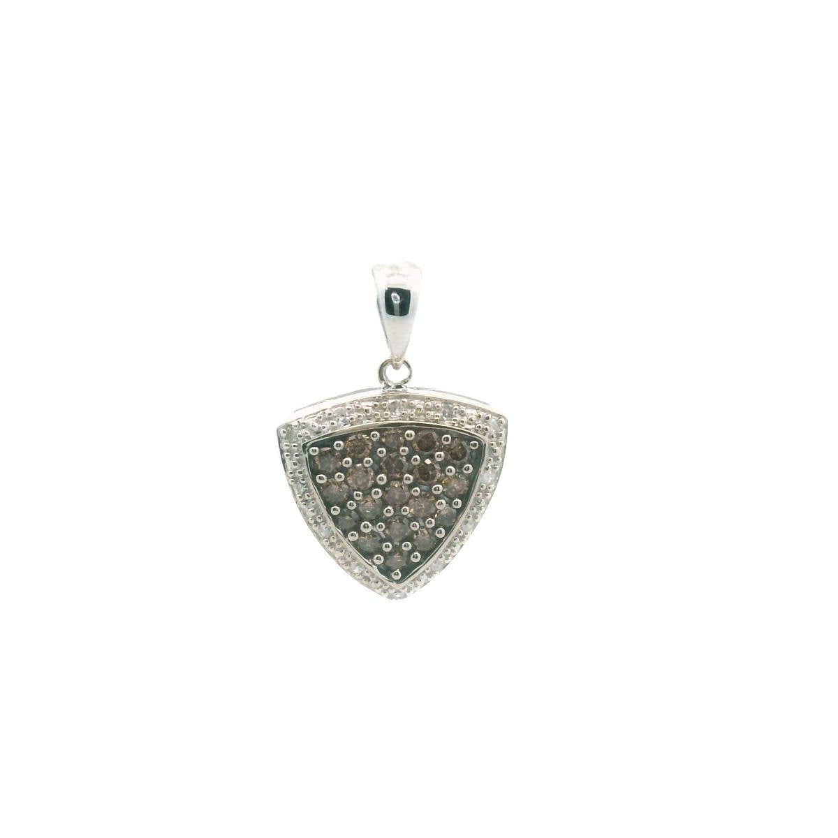 14K White Gold Chocolate & White Diamond Shield Pendant