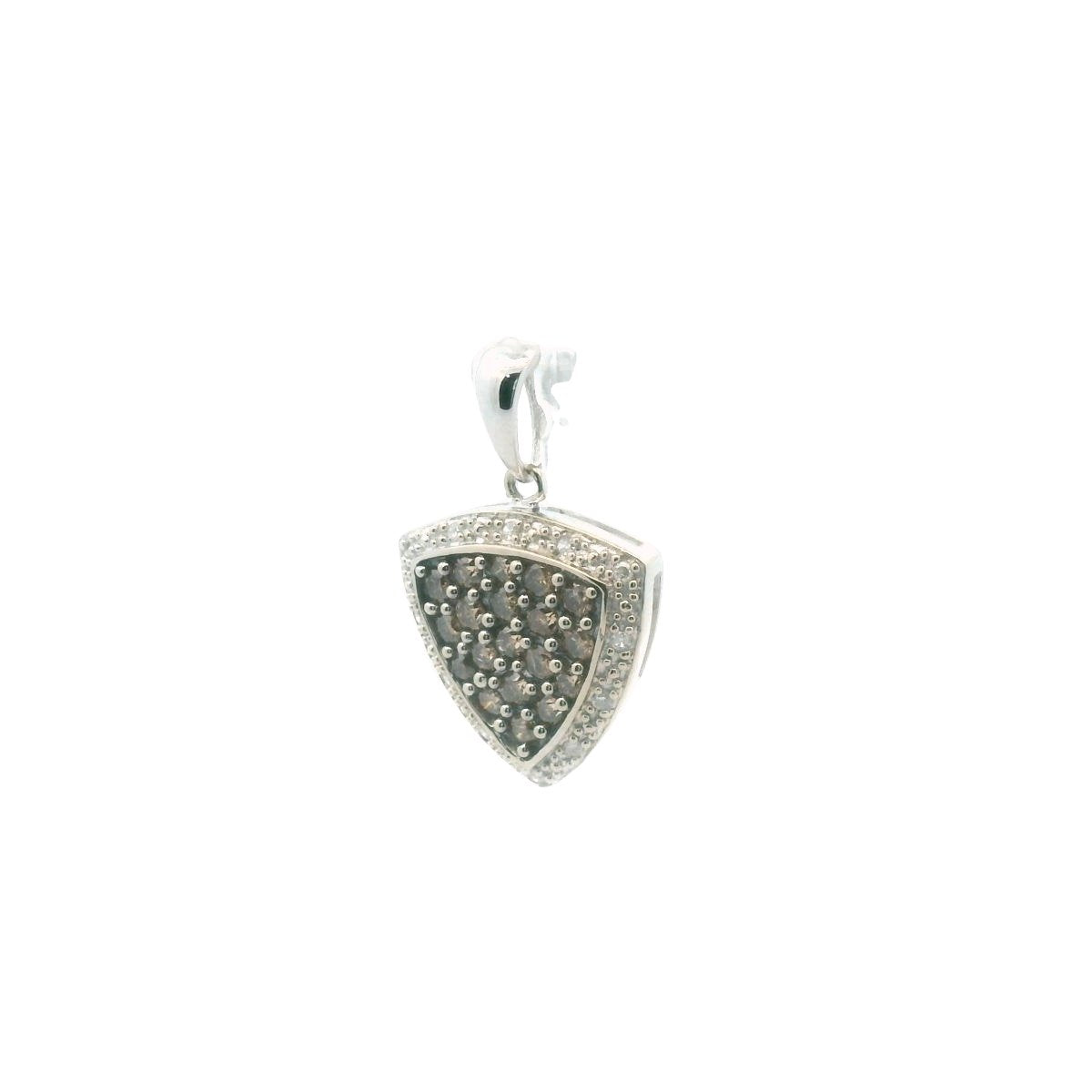 14K White Gold Chocolate & White Diamond Shield Pendant