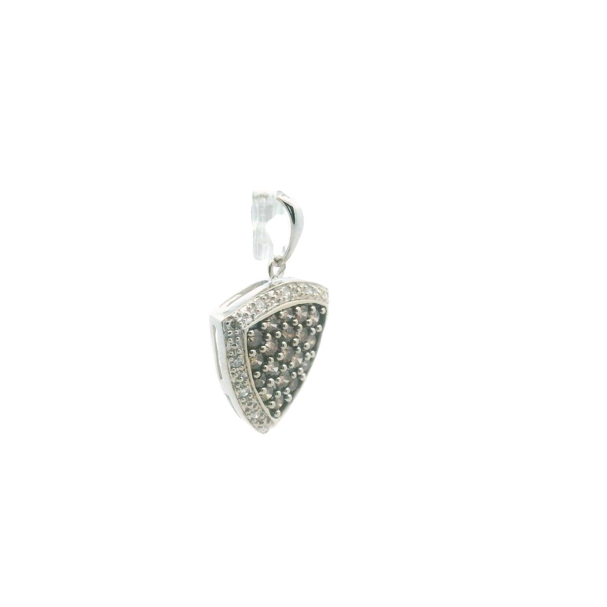 14K White Gold Chocolate & White Diamond Shield Pendant