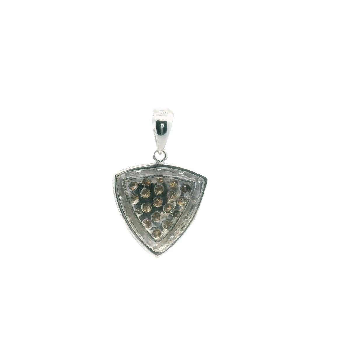 14K White Gold Chocolate & White Diamond Shield Pendant