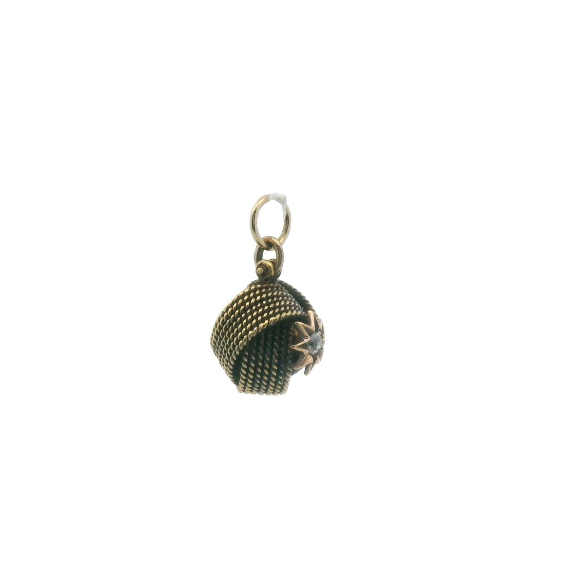 Antique Victorian 18K Yellow Gold Old Mine Cut Diamond Knot Pendant