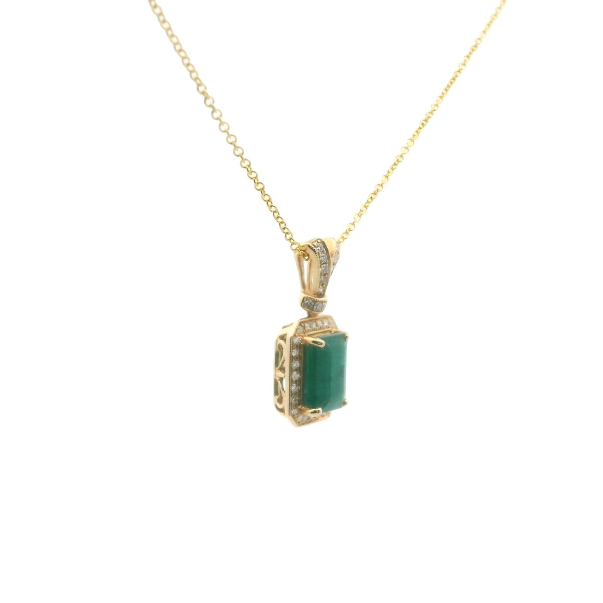 EFFY 14K Yellow Gold Natural Emerald & Diamond Necklace