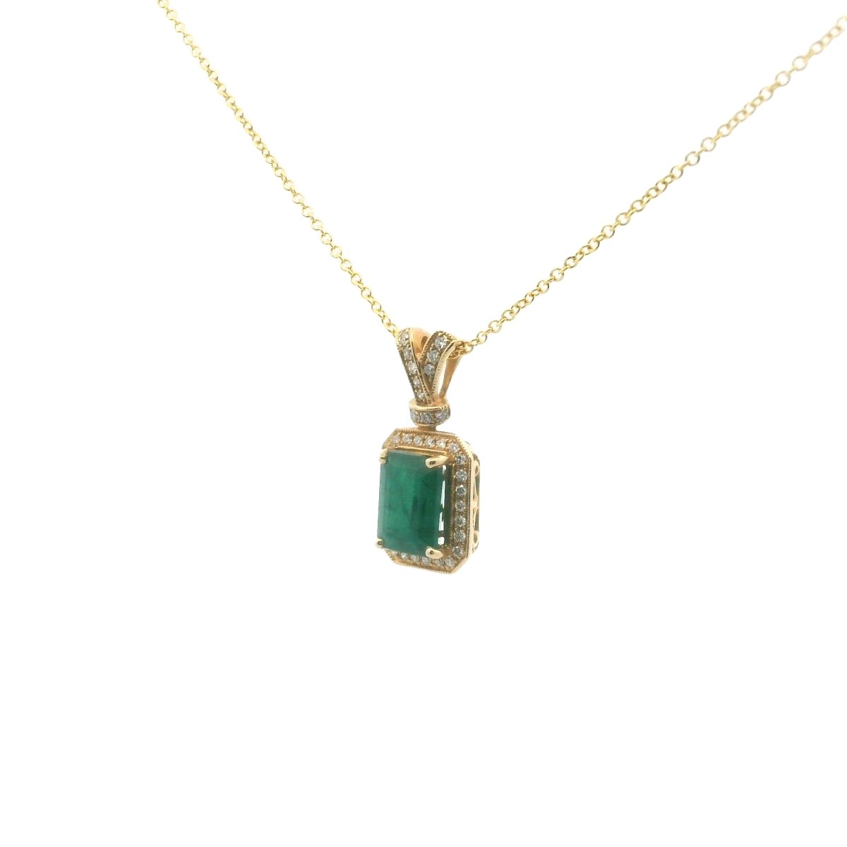 EFFY 14K Yellow Gold Natural Emerald & Diamond Necklace