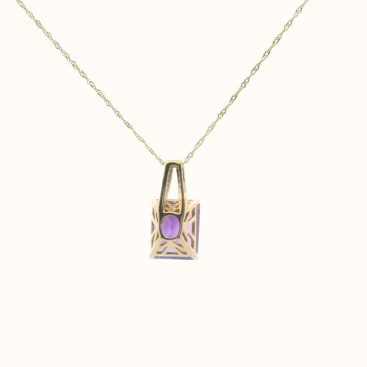 14K Yellow Gold Diamond & Amethyst Necklace