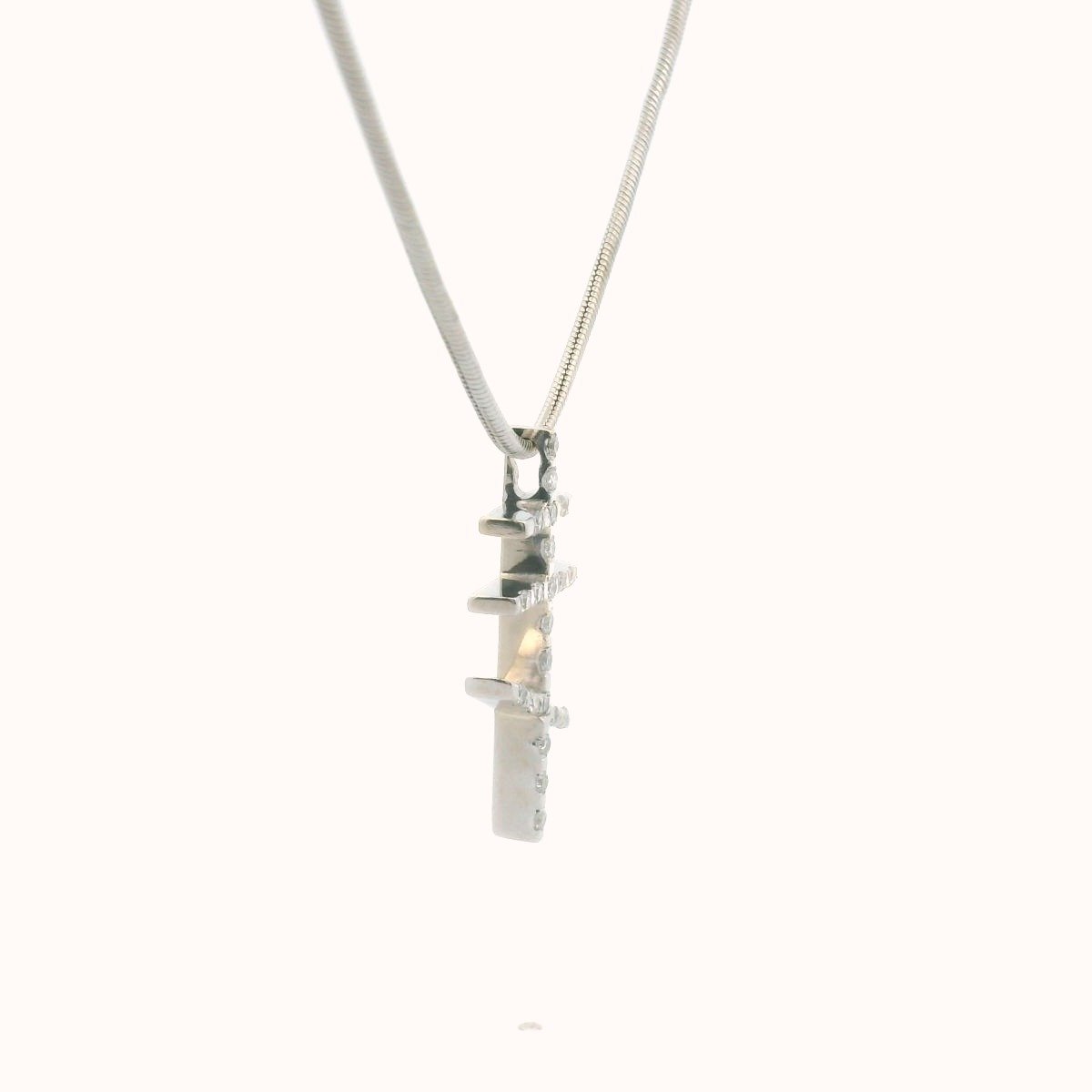 14K White Gold Diamond Orthodox Cross Necklace