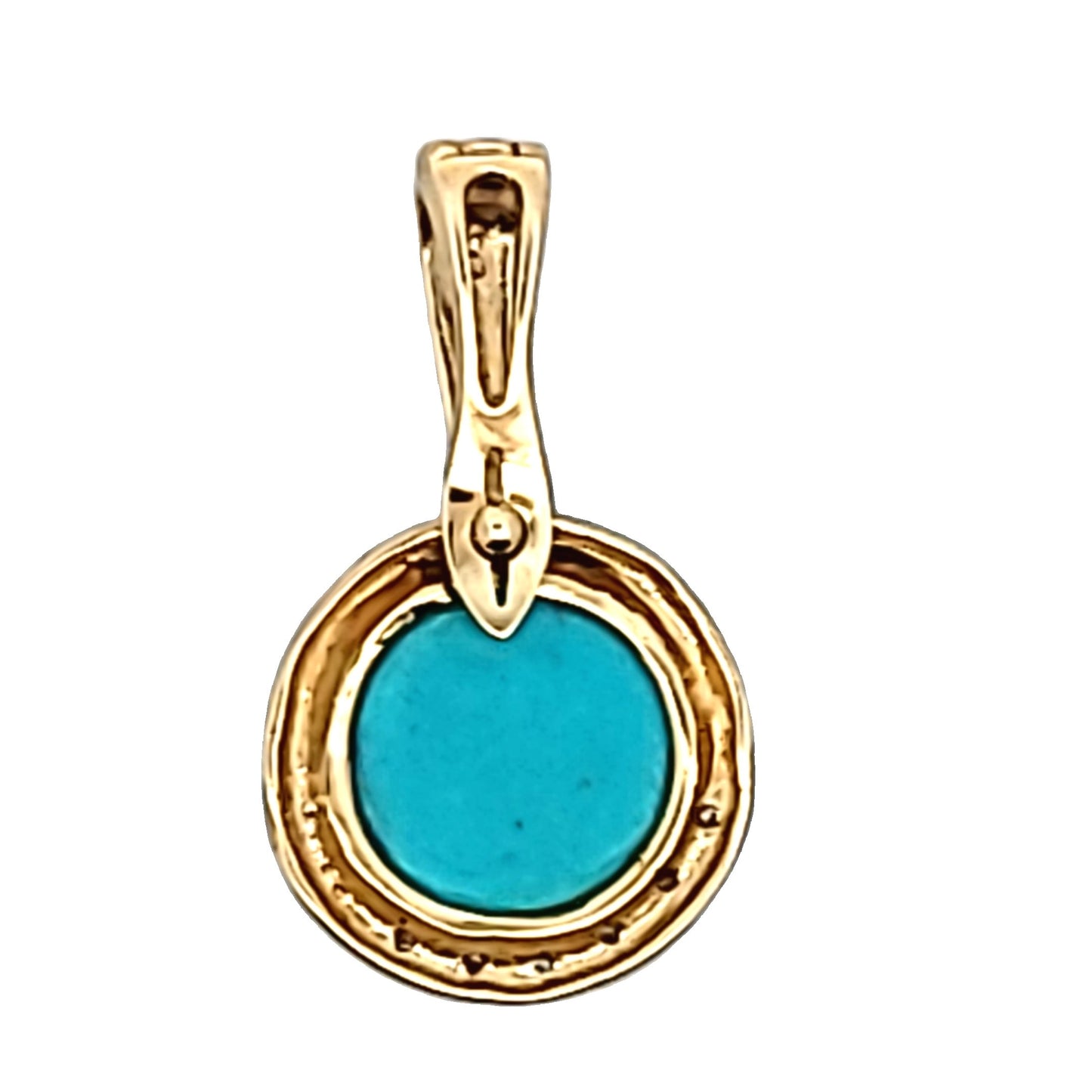 14K Yellow Gold Diamond & Turquoise Flower Design Enhancer Pendant