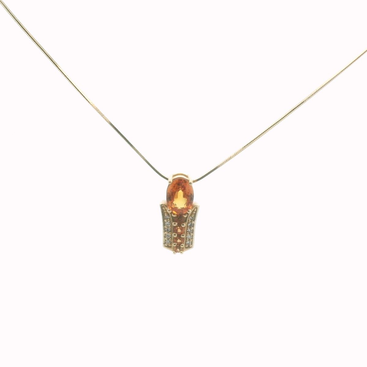 EFFY 14K Yellow Gold Diamond & Orange Sapphire Necklace