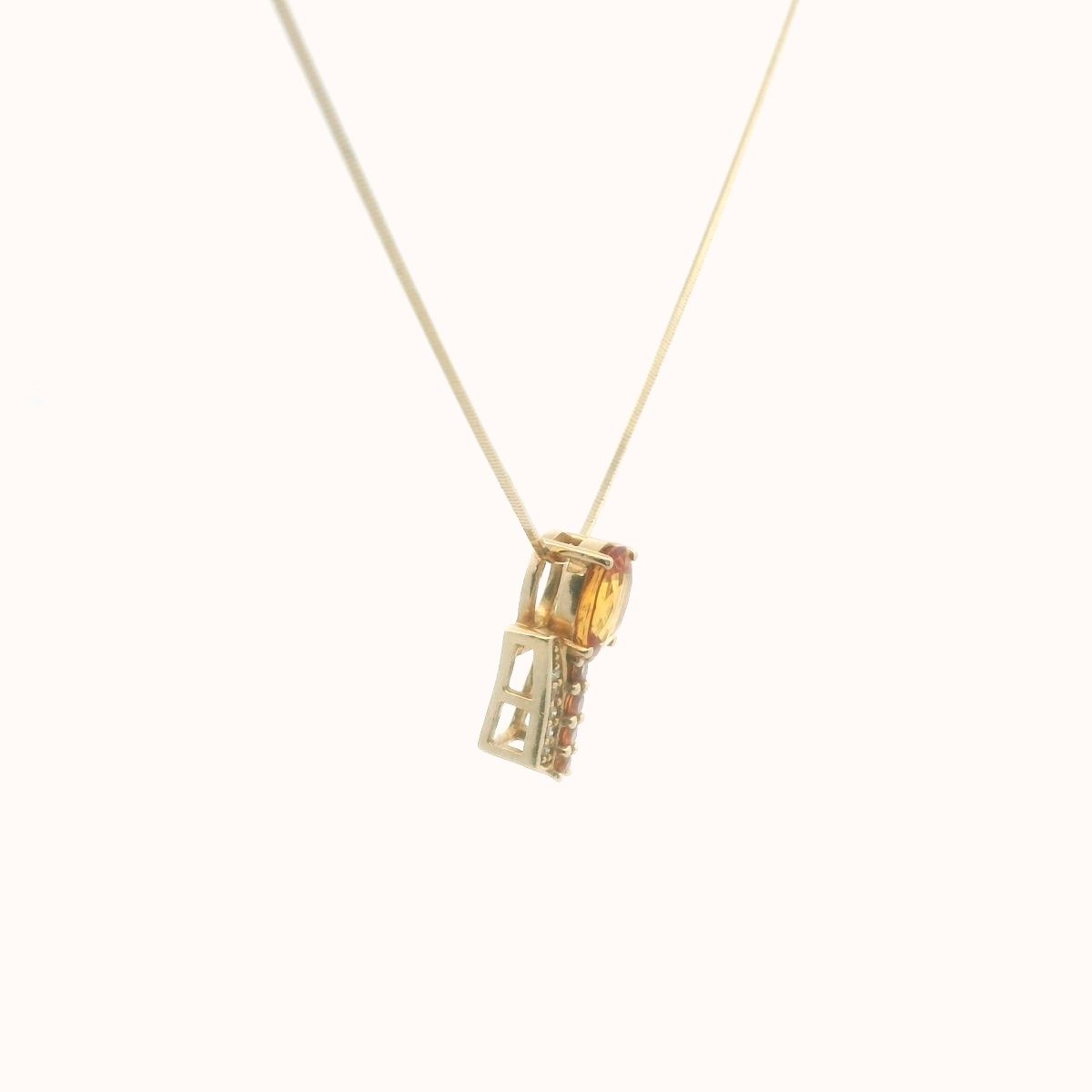 EFFY 14K Yellow Gold Diamond & Orange Sapphire Necklace